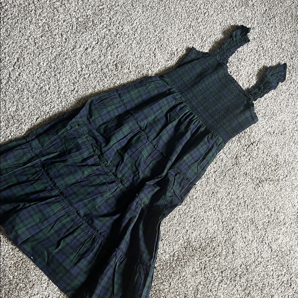 J Crew plaid smocked dress